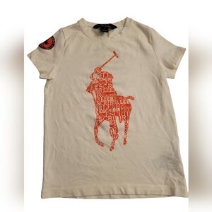 RALPH LAUREN WHITE SPANISH LITERACY POLO T-SHIRT